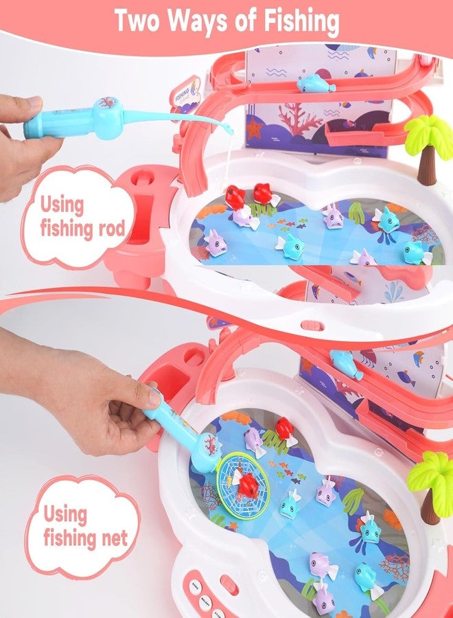 Maycoly 3in1 Fishing Game Toys for Kids with 34PCS Accessories Including Fishing Rod, Small Fish, Track, etc., STEM Toys with Music and Stories for Preschool Learning (Pink) - Image 5